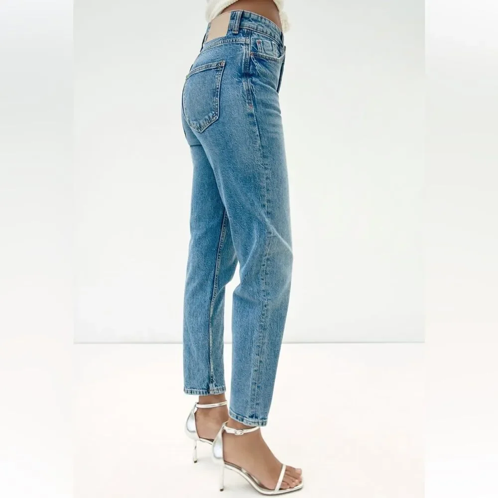 ZARA NEW WOMAN SS23 LIGHT-BLUE Z1975 MOM FIT HIGH-WAIST JEANS 7223/023/163/15 - Picture 2 of 5